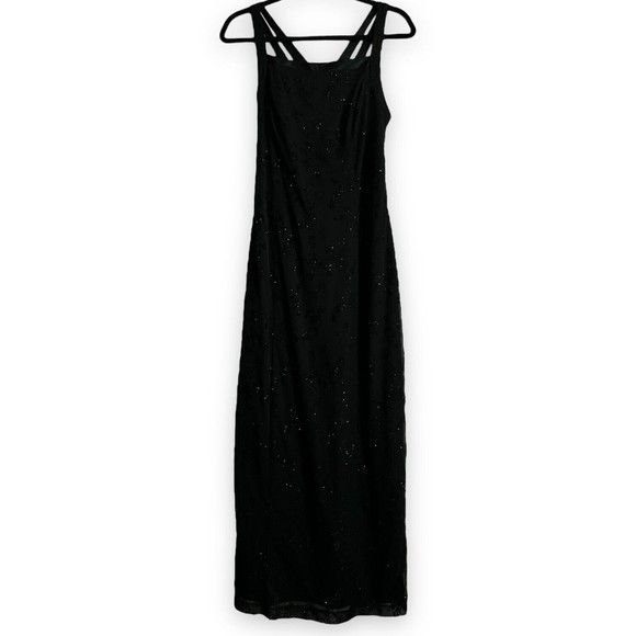 90's CDC Vintage Formal Evening Dress Black Prom Dress Goth Glitter Long Size 8 - Picture 4 of 13